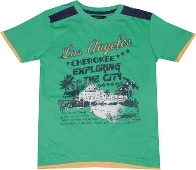

Cherokee Girls Printed Cotton T Shirt(Green, Pack of 1