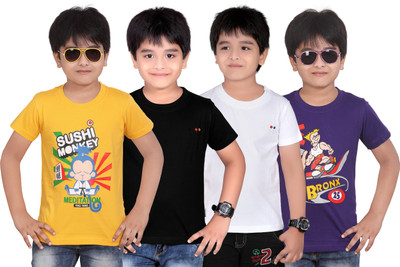 

FabTag - Dongli Boys Solid, Printed Cotton T Shirt(Multicolor, Pack of 4