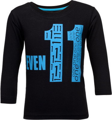 

NO.99 Boys Printed Cotton T Shirt(Black, Pack of 1