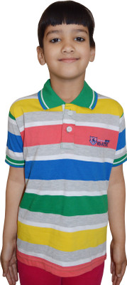 

Shaun Girls Striped Cotton T Shirt(Multicolor, Pack of 1