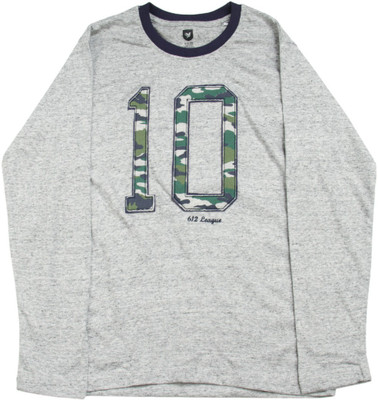 612 League Boys Printed Cotton T Shirt(Grey, Pack of 1