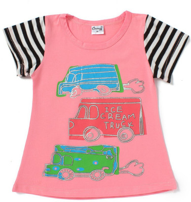 

Camey Girls Printed T Shirt(Pink