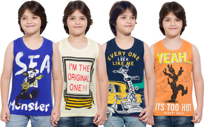 

Maniac Boys Printed Cotton T Shirt(Multicolor, Pack of 4, Blue;half white;navy;orange