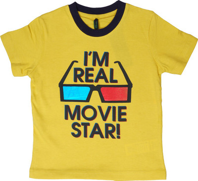 

United Colors of Benetton Boys Printed T Shirt(Yellow, Pack of 1, K24