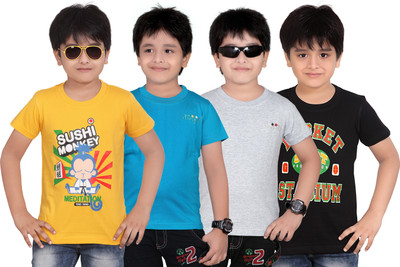 

FabTag - Dongli Boys Solid, Printed Cotton T Shirt(Multicolor, Pack of 4