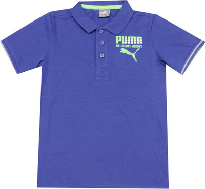 

Puma Boys Printed Cotton T Shirt(Dark Blue, Pack of 1, Surf the web