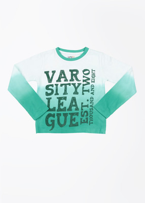 

People Boys Printed Cotton T Shirt(Green, Pack of 1, Alpine green