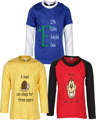 

Gkidz Boys Printed Cotton T Shirt(Multicolor, Pack of 3