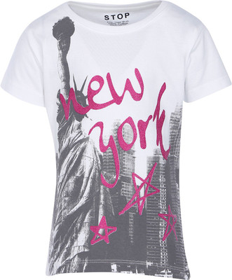 

Stop By Shoppers Stop Girls Printed Cotton T Shirt(White, Pack of 1