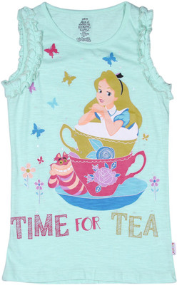 

Alice in Wonderland Girls Printed Cotton T Shirt(Light Blue