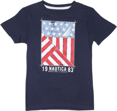 

Nautica Boys Printed Cotton T Shirt(Dark Blue, 473