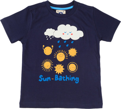 

NautiNati Boys Printed Cotton T Shirt(Dark Blue, Pack of 1, Navy blue