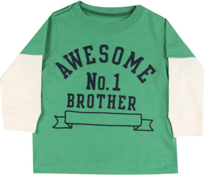 

Carter's Boys Self Design Cotton T Shirt(Green, Pack of 1, Green (300)