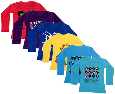 

IndiWeaves Girls Printed Cotton T Shirt(Multicolor, Pack of 6, Blue;purple;red;yellow
