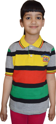 

Shaun Girls Striped Cotton T Shirt(Multicolor, Pack of 1