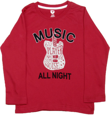 

612 League Boys Printed Cotton T Shirt(Red, Pack of 1, Dark red