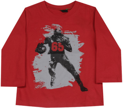 

United Colors of Benetton Boys Printed Cotton T Shirt(Red, Pack of 1, K11