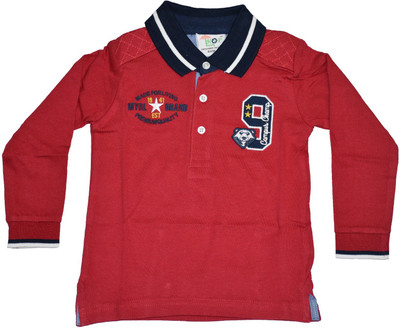 

Hoptrendz Boys & Girls Embroidered Cotton T Shirt(Red, Pack of 1