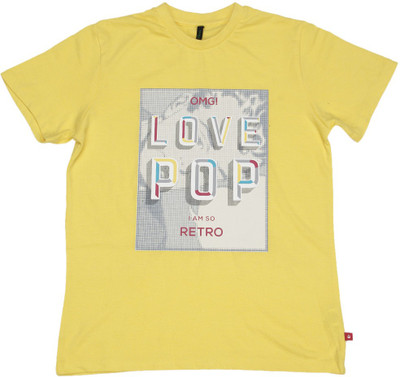 

United Colors of Benetton Boys Printed Cotton T Shirt(Yellow, Pack of 1
