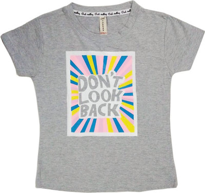 

Bisbasta Girls Printed Cotton T Shirt(Grey, Pack of 1