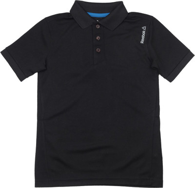

REEBOK Boys Solid Polyester T Shirt(Black, Pack of 1