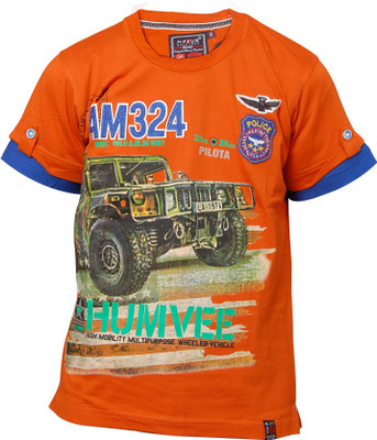 

Mayur Original Boys Graphic Print Cotton T Shirt(Orange, Pack of 1