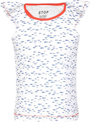 

Stop By Shoppers Stop Girls Printed Cotton T Shirt(White, Pack of 1