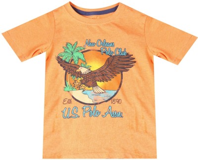 

US Polo Kids Boys Solid Cotton T Shirt, Me orange