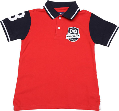 

NautiNati Boys Solid Cotton T Shirt(Red, Pack of 1