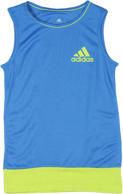 

ADIDAS Boys Solid Polyester T Shirt(Blue, Pack of 1, Shoblu/sesosl/minblu