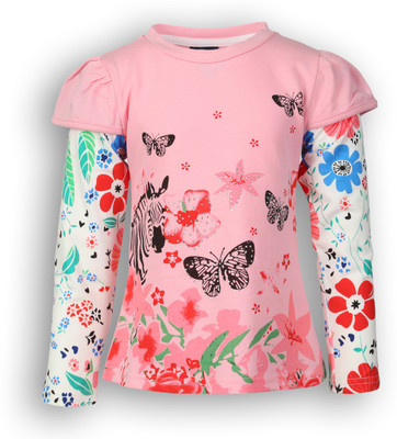

Lilliput Girls Printed Cotton Polyester Blend T Shirt(Pink, Pack of 1