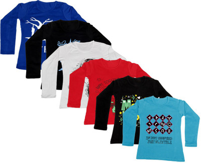 

IndiWeaves Girls Printed Cotton T Shirt(Multicolor, Pack of 6, Black;blue;red;white