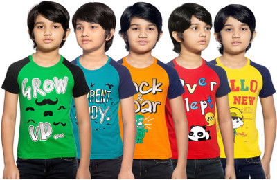 

Maniac Boys Printed Cotton T Shirt(Multicolor, Pack of 5