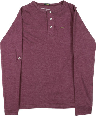 

Indian Terrain Boys Solid Cotton T Shirt(Maroon, Pack of 1, Plum