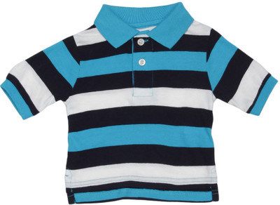 

The Children's Place Boys Striped Cotton T Shirt(Blue, Pack of 1, S3