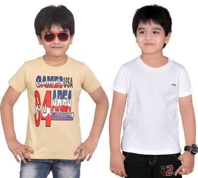 

FabTag - Dongli Boys Solid, Printed Cotton T Shirt(Multicolor, Pack of 2