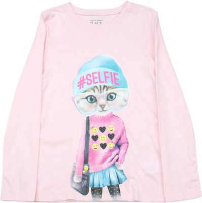 

The Children's Place Girls Printed Cotton T Shirt(Pink, Pack of 1, Y0