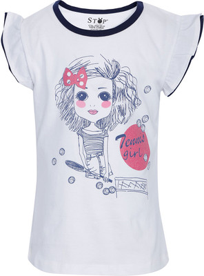 

Stop By Shoppers Stop Girls Printed Cotton T Shirt(White, Pack of 1