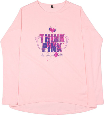 

United Colors of Benetton Girls Printed Cotton T Shirt(Pink, Pack of 1, K28