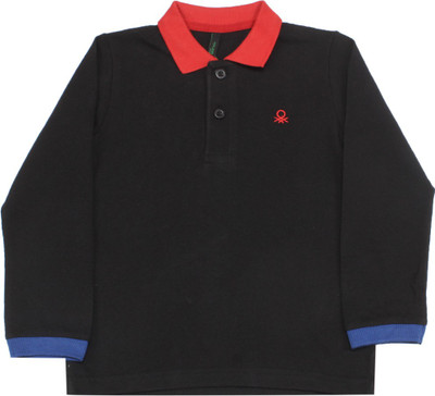 

United Colors of Benetton Boys Solid Coton T Shirt(Black, Pack of 1, K47