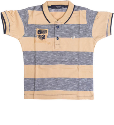 

MRV Boys Striped Cotton T Shirt(Beige, Pack of 1