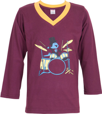 

Ultra Fit Boys Printed Cotton T Shirt(Purple, Pack of 1)