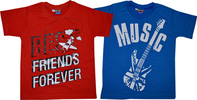 

Shaun Boys Printed Cotton T Shirt(Multicolor, Pack of 2, Light blue;red