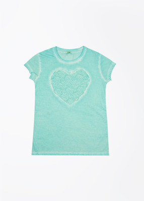 

United Colors of Benetton Girls Solid T Shirt(Green, 78t