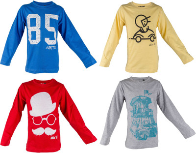 

Abito Boys Printed Cotton T Shirt(Multicolor, Pack of 4