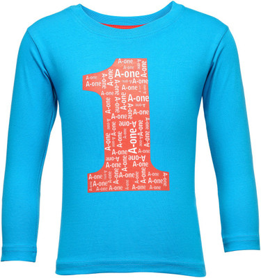 

NO.99 Boys Printed Cotton T Shirt(Blue, Pack of 1