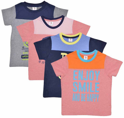 

Luke and Lilly Boys Graphic Print Cotton T Shirt(Multicolor, Pack of 4, Multi color