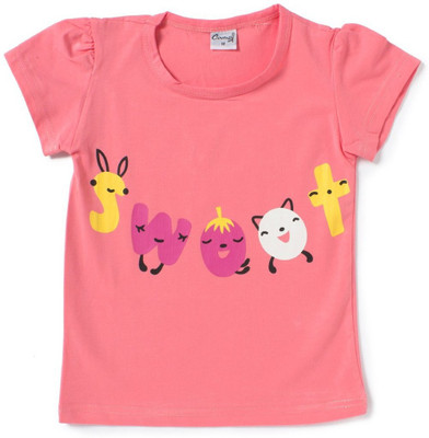 

Camey Girls Printed T Shirt(Pink