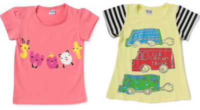 

Camey Girls Printed Lycra T Shirt(Multicolor, Pack of 2, Multi