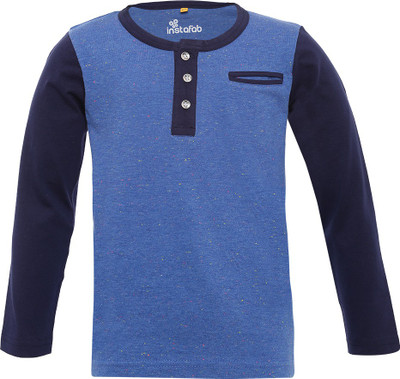 

Insta Fab Boys Solid Cotton T Shirt(Light Blue, Pack of 1, Denim